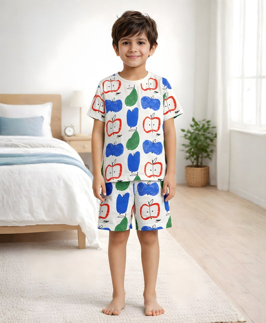 APPLE PEAR SLEEPWEAR SHORT SET - WHITE