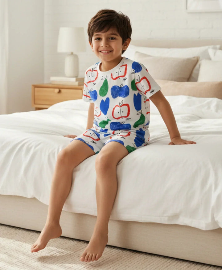 Apple Pear Sleepwear Short Set - White