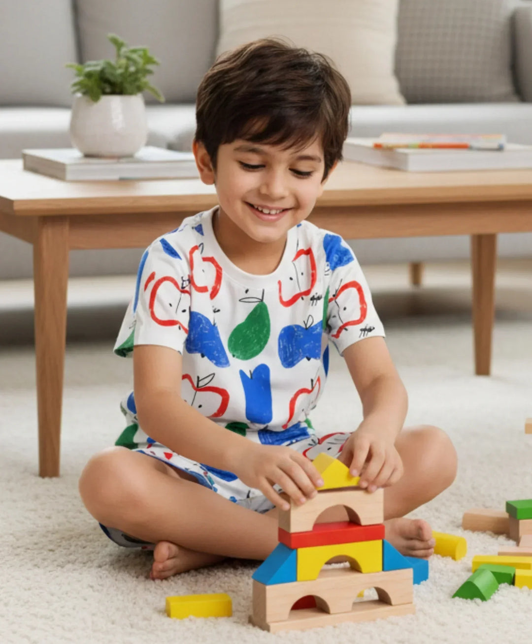Apple Pear Sleepwear Short Set - White