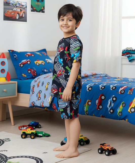 TRUCK BLACK BOYS SLEEPWEAR SHORT SET - BLACK