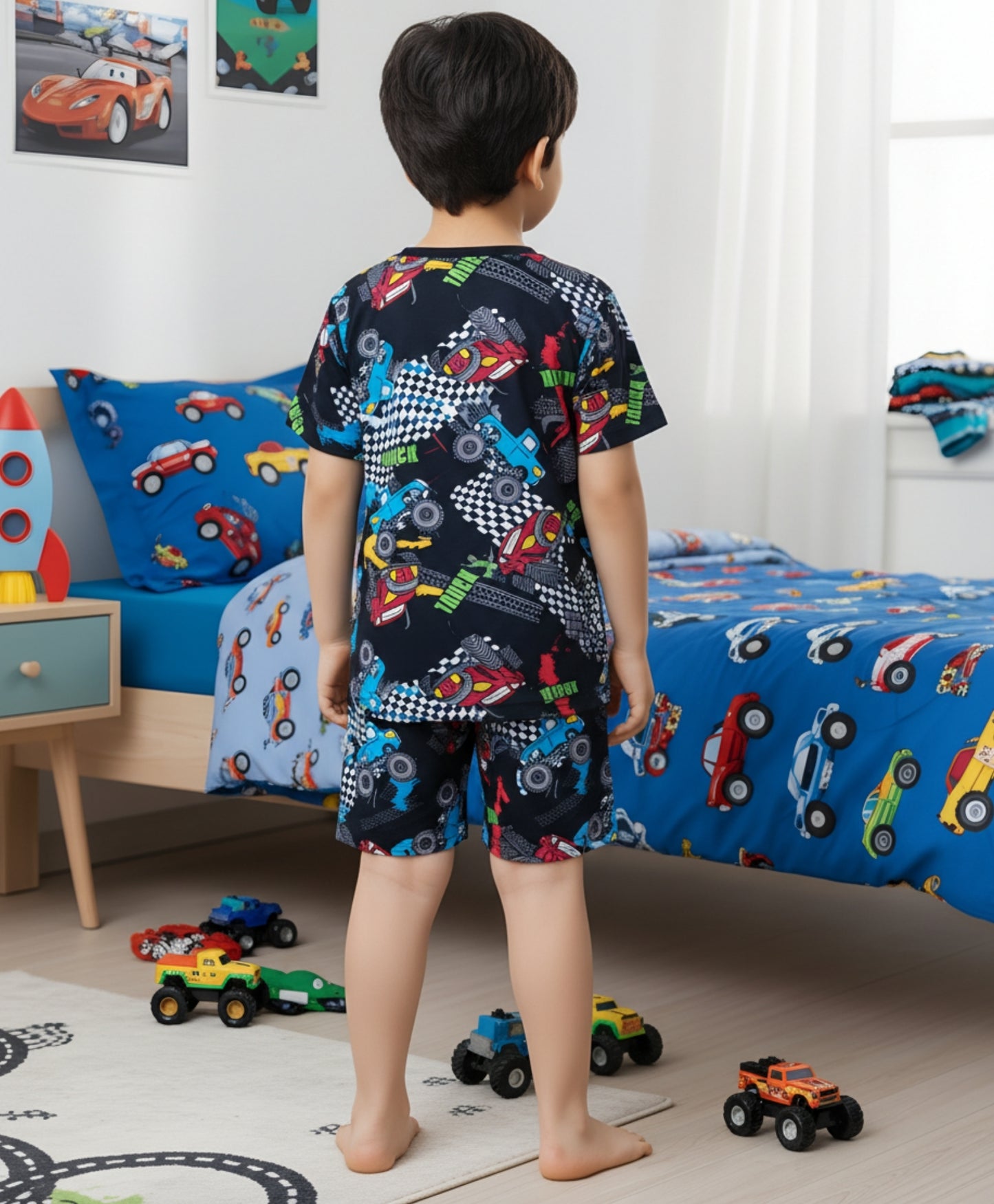 TRUCK BLACK BOYS SLEEPWEAR SHORT SET - BLACK