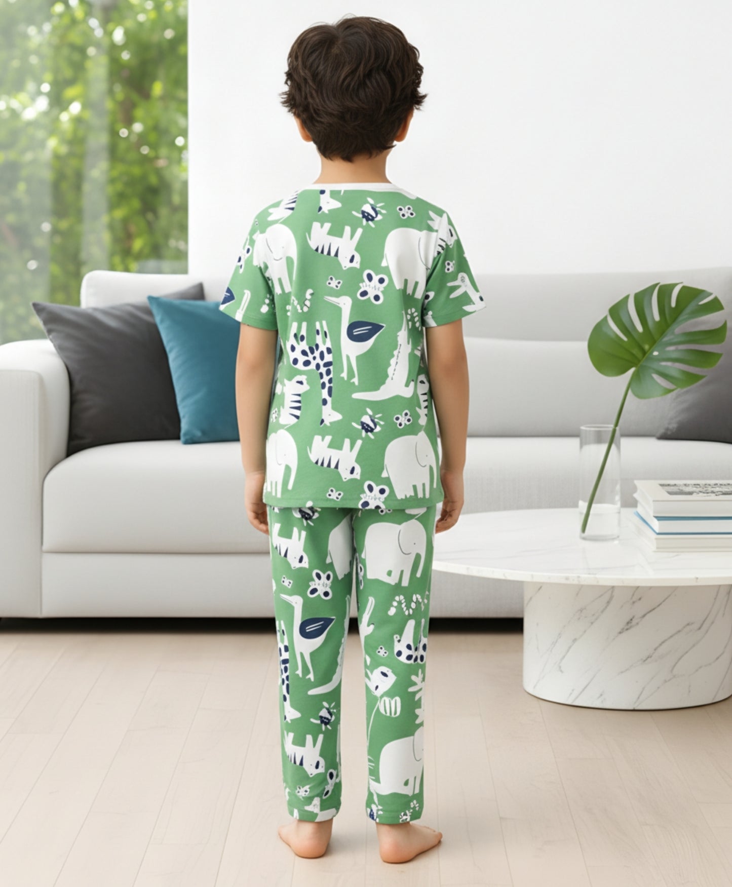 ANIMAL GREEN SHORT SLEEVE PYJAMA SET - GREEN