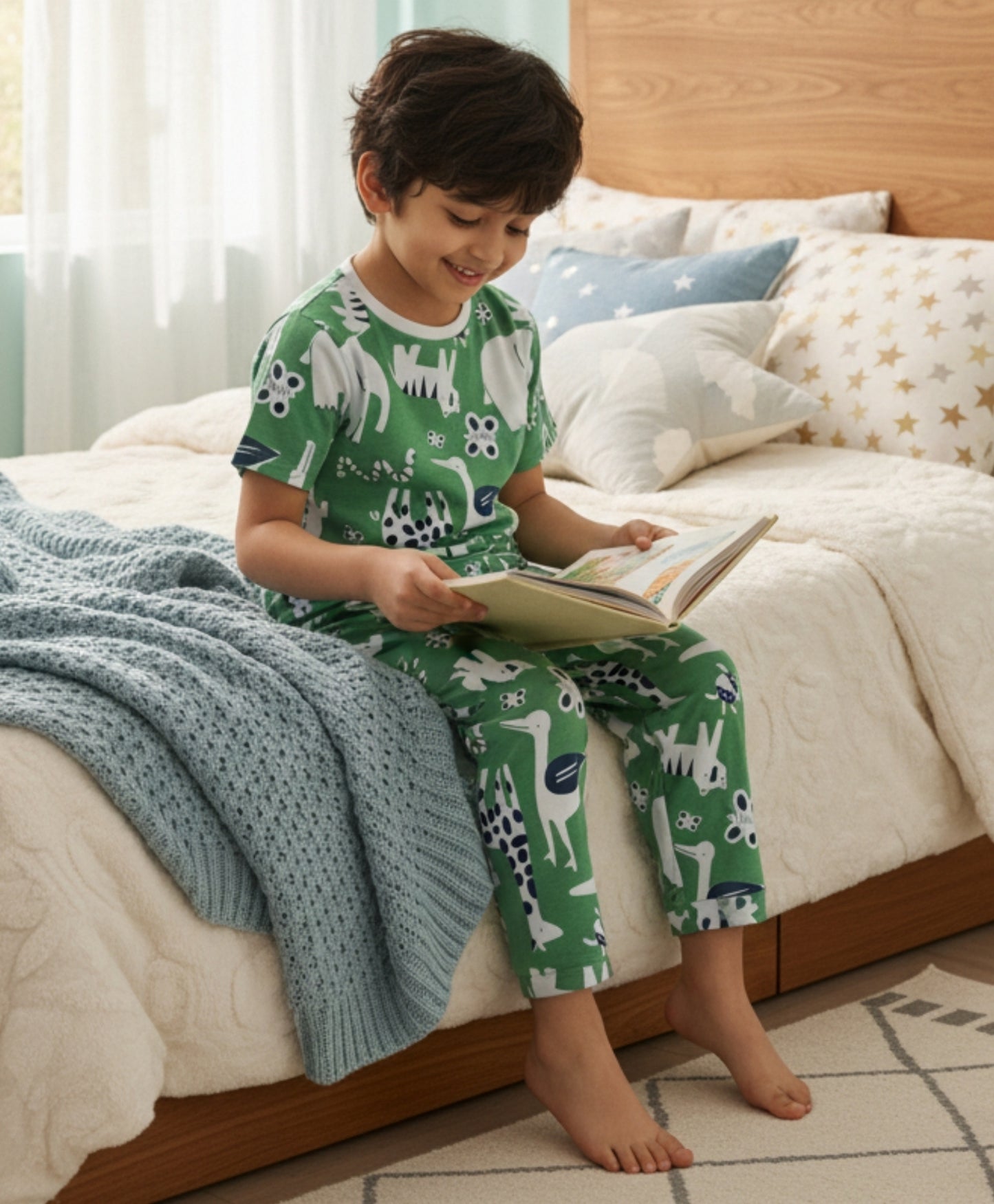 ANIMAL GREEN SHORT SLEEVE PYJAMA SET - GREEN