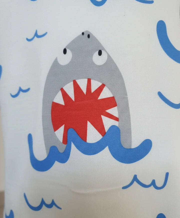 SLEEPY SHARK BOYS SLEEPWEAR SHORT SET - WHITE - Anthrilo 