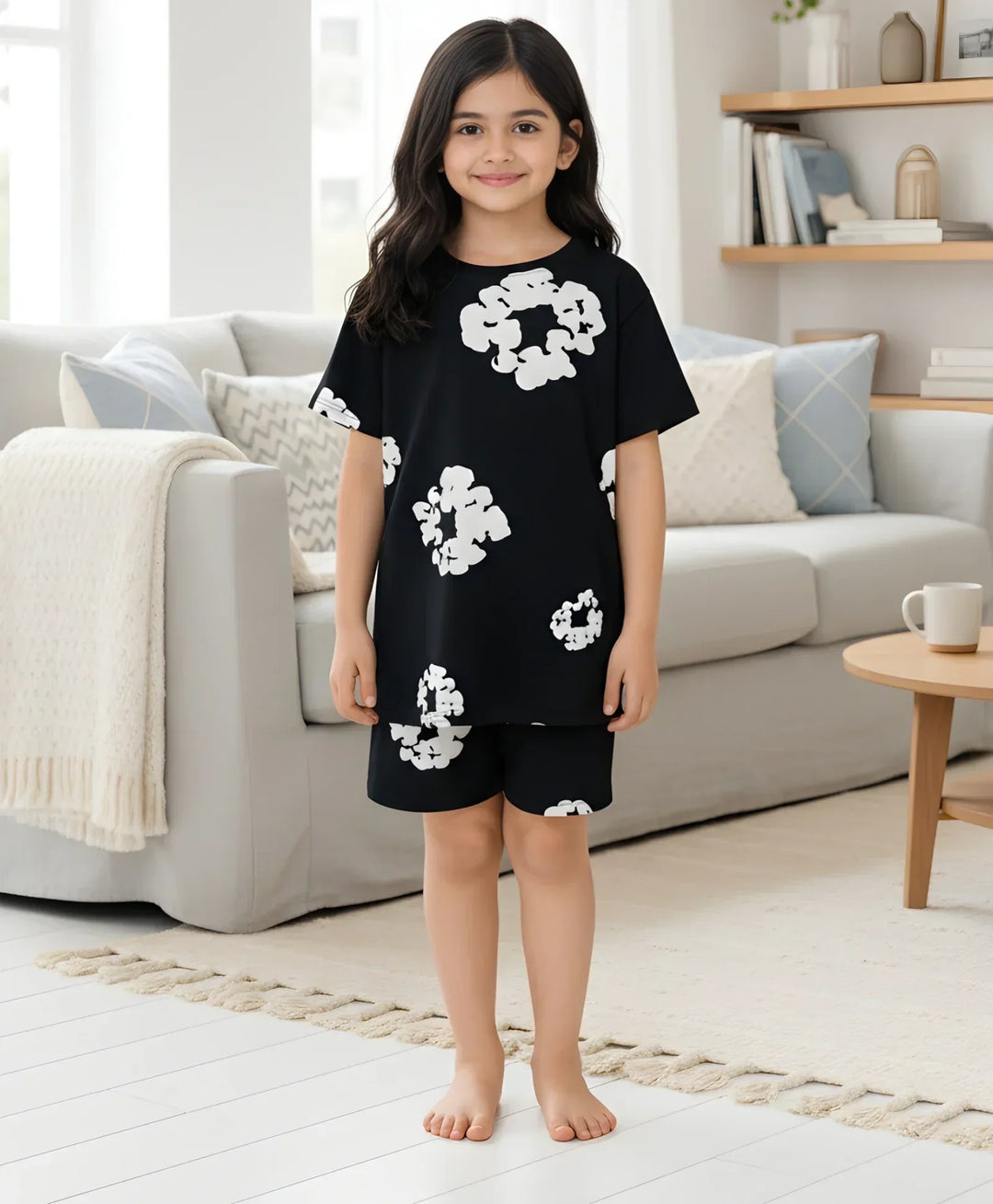 POP BLACK GIRLS SLEEPWEAR SHORT SET - BLACK - Anthrilo 