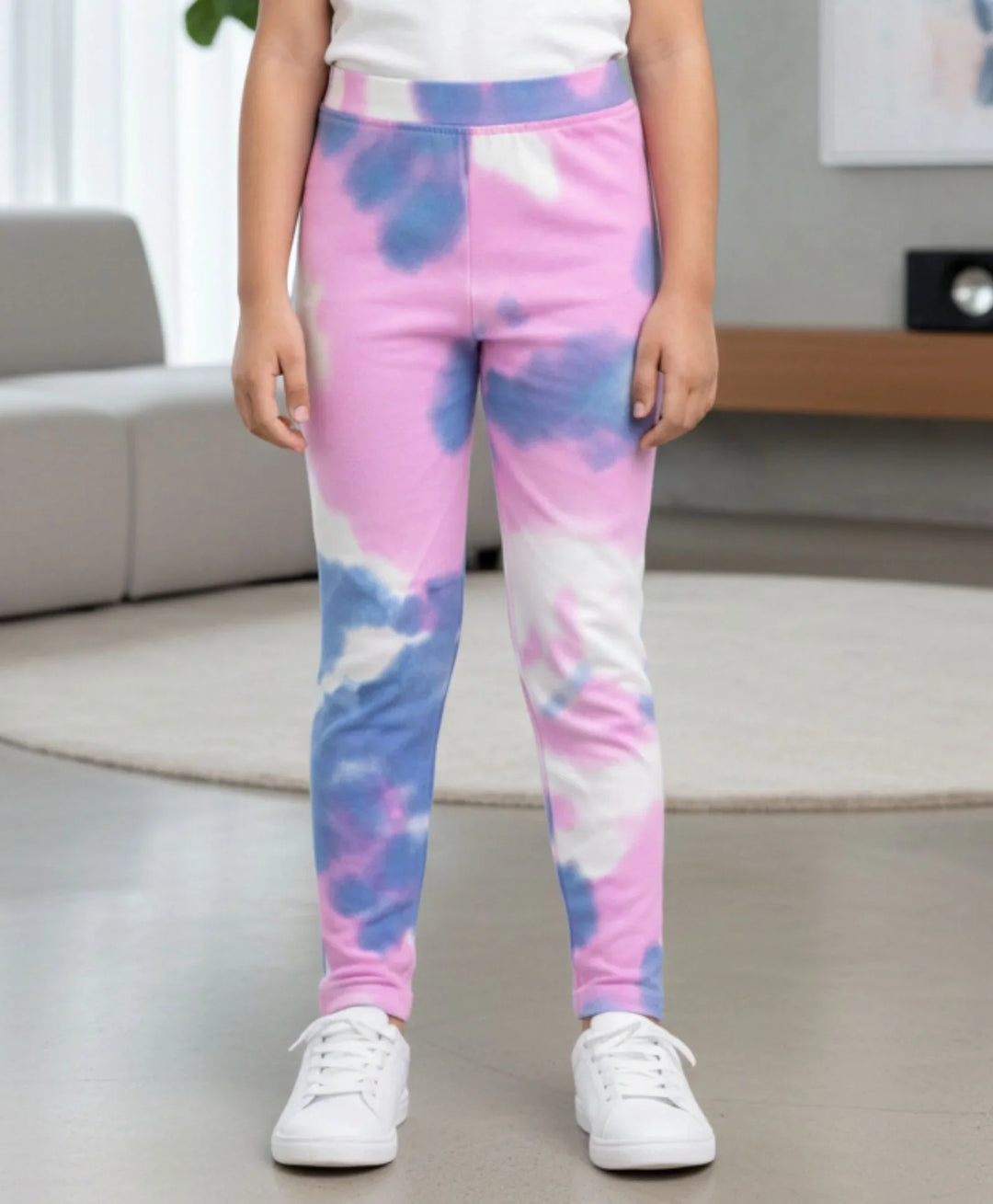 Pink Blue Tie Dye Summer Legging - Pink