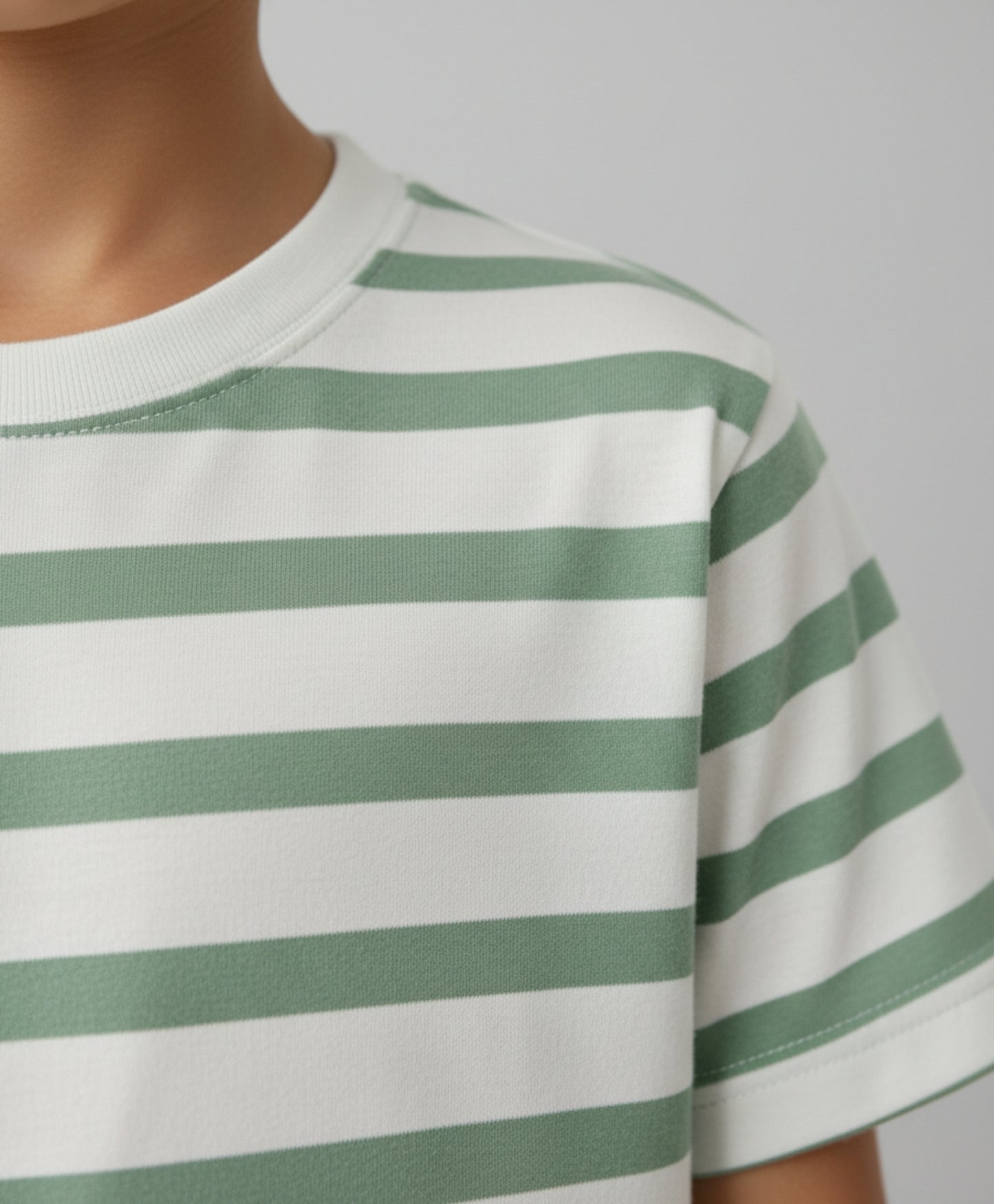 GREEN WHITE STRIPE SHORT SLEEVE PYJAMA SET - GREEN/WHITE