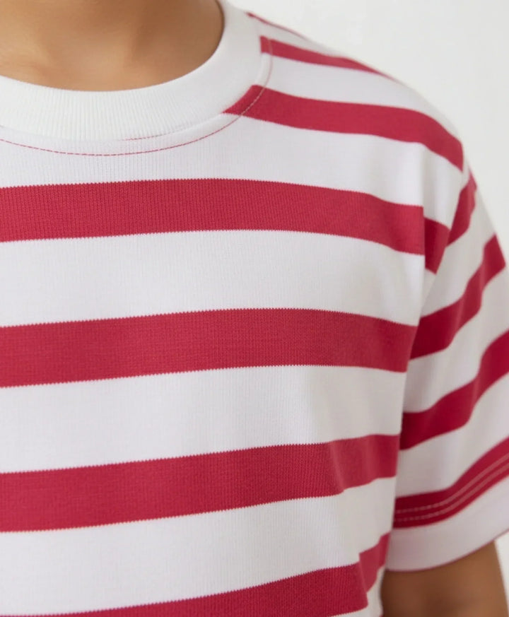 RED WHITE STRIPE SLEEPWEAR SHORT SET - RED/WHITE - Anthrilo 