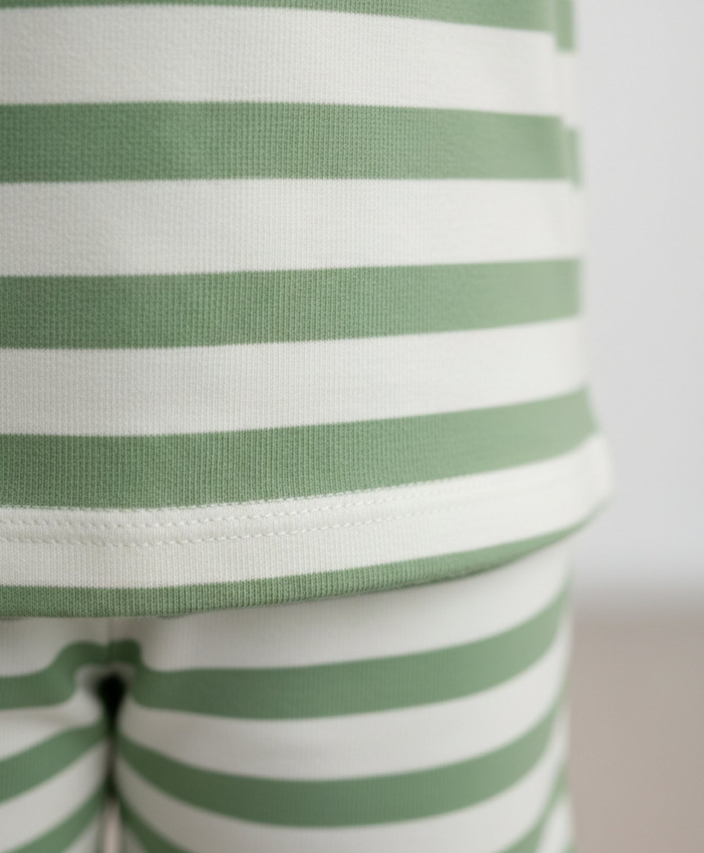 GREEN WHITE STRIPE SLEEPWEAR SHORT SET - GREEN/WHITE