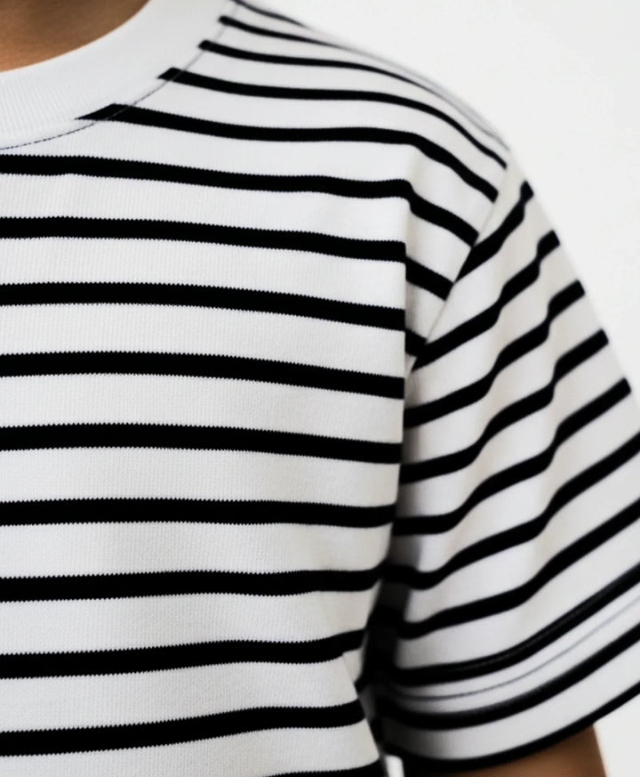 BLACK WHITE STRIPE SLEEPWEAR SHORT SET - BLACK/WHITE - Anthrilo 