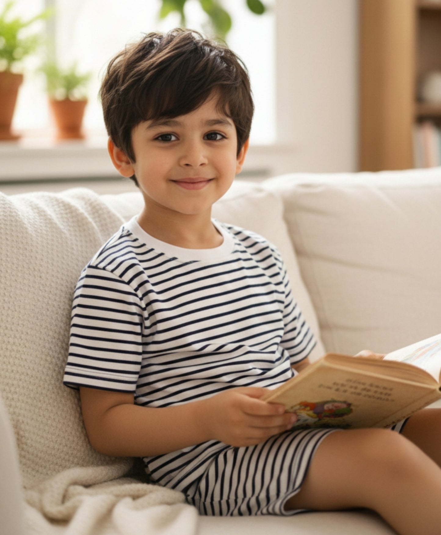 BLACK WHITE STRIPE SLEEPWEAR SHORT SET - BLACK/WHITE