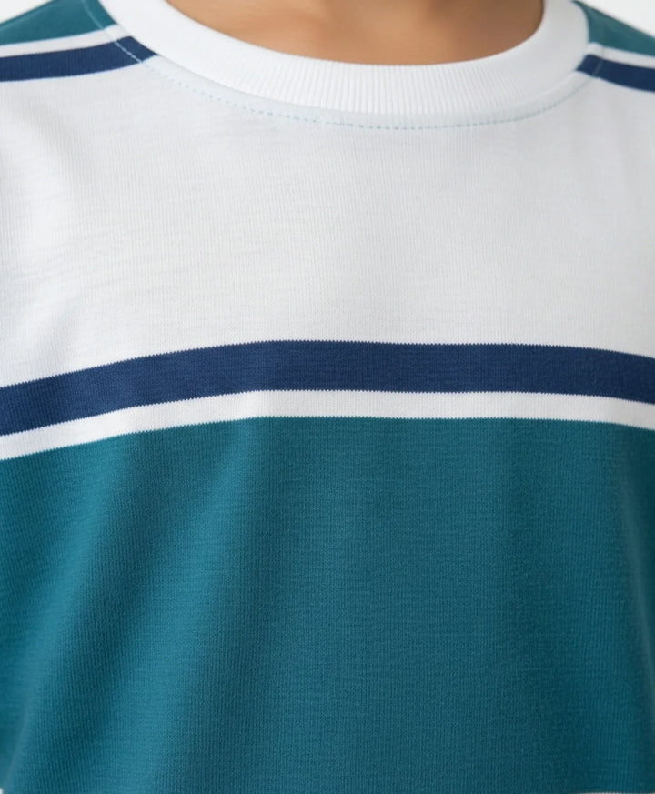 OIL GREEN NAVY WHITE STRIPE SLEEPWEAR SHORT SET - OIL GREEN/NAVY/WHITE - Anthrilo 