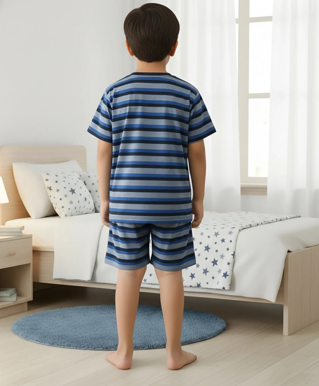 Royal Navy Stripe Sleepwear Short Set - Royal/Navy