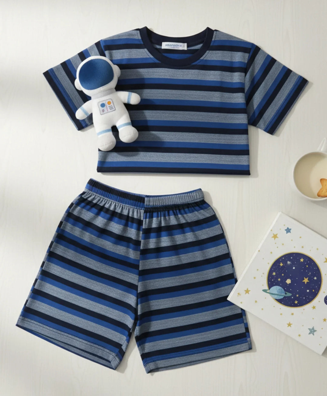 Royal Navy Stripe Sleepwear Short Set - Royal/Navy