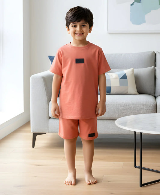 ESSENTIALS RUGBY BOYS SLEEPWEAR SHORT SET - ORANGE - Anthrilo 