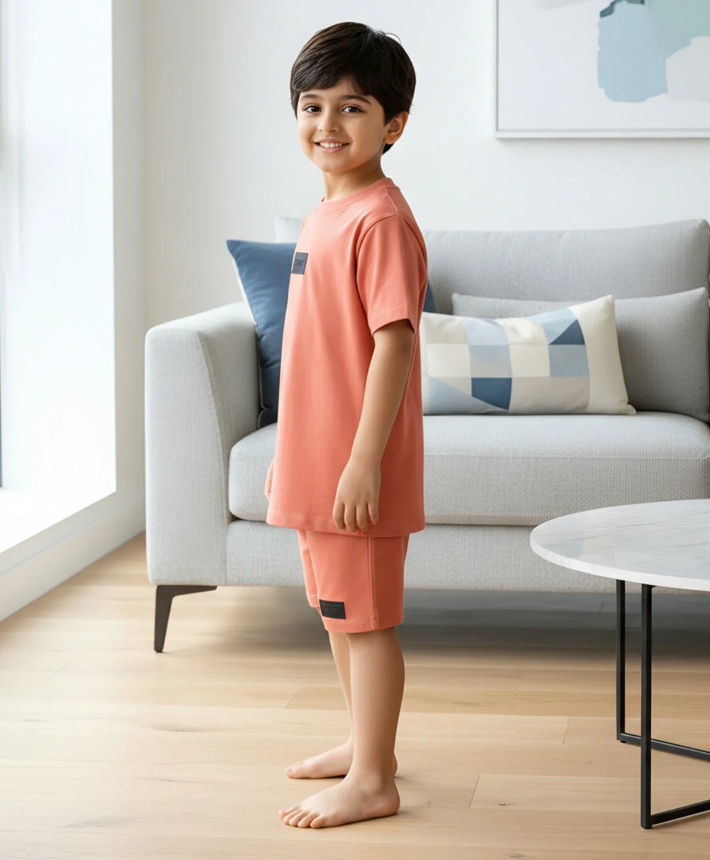 ESSENTIALS RUGBY BOYS SLEEPWEAR SHORT SET - ORANGE - Anthrilo 