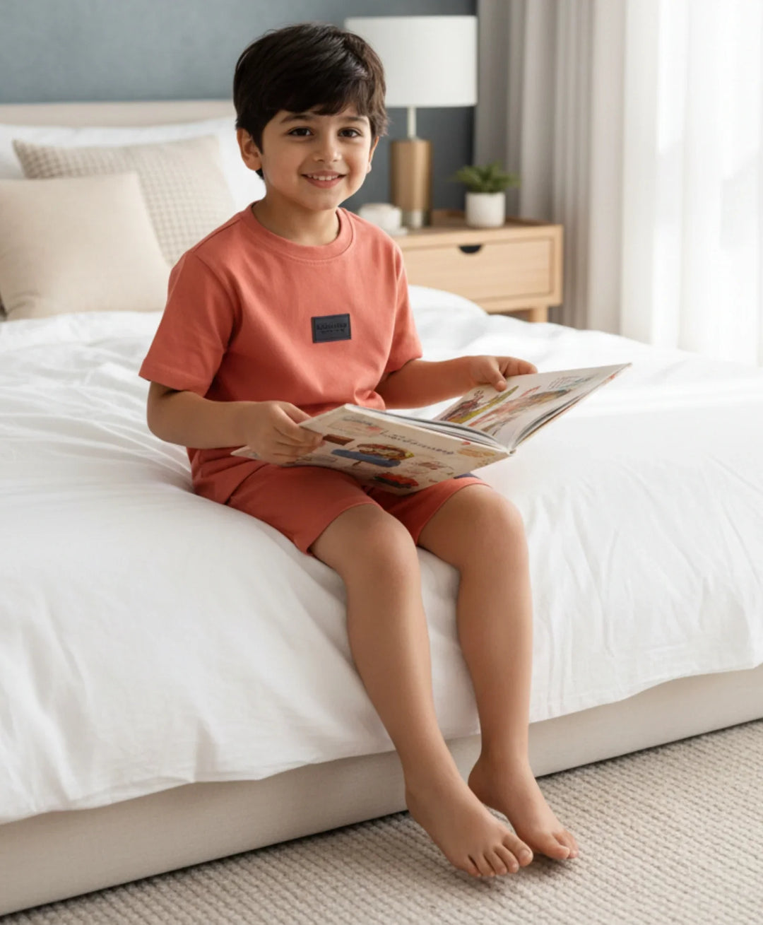 ESSENTIALS RUGBY BOYS SLEEPWEAR SHORT SET - ORANGE - Anthrilo 