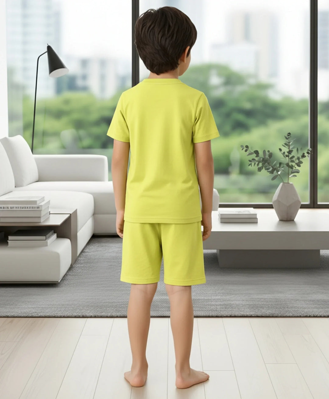 Essentials Rugby Boys Sleeepwear Short Set - Lime Yellow