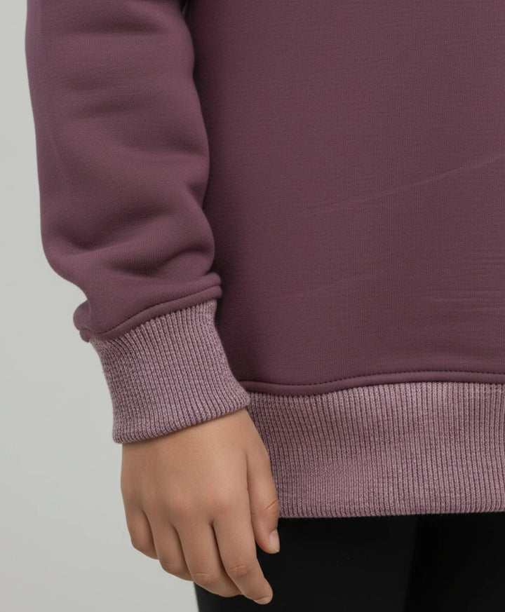 PURPLE BASIC GIRLS FLEECE HOODIE - PURPLE