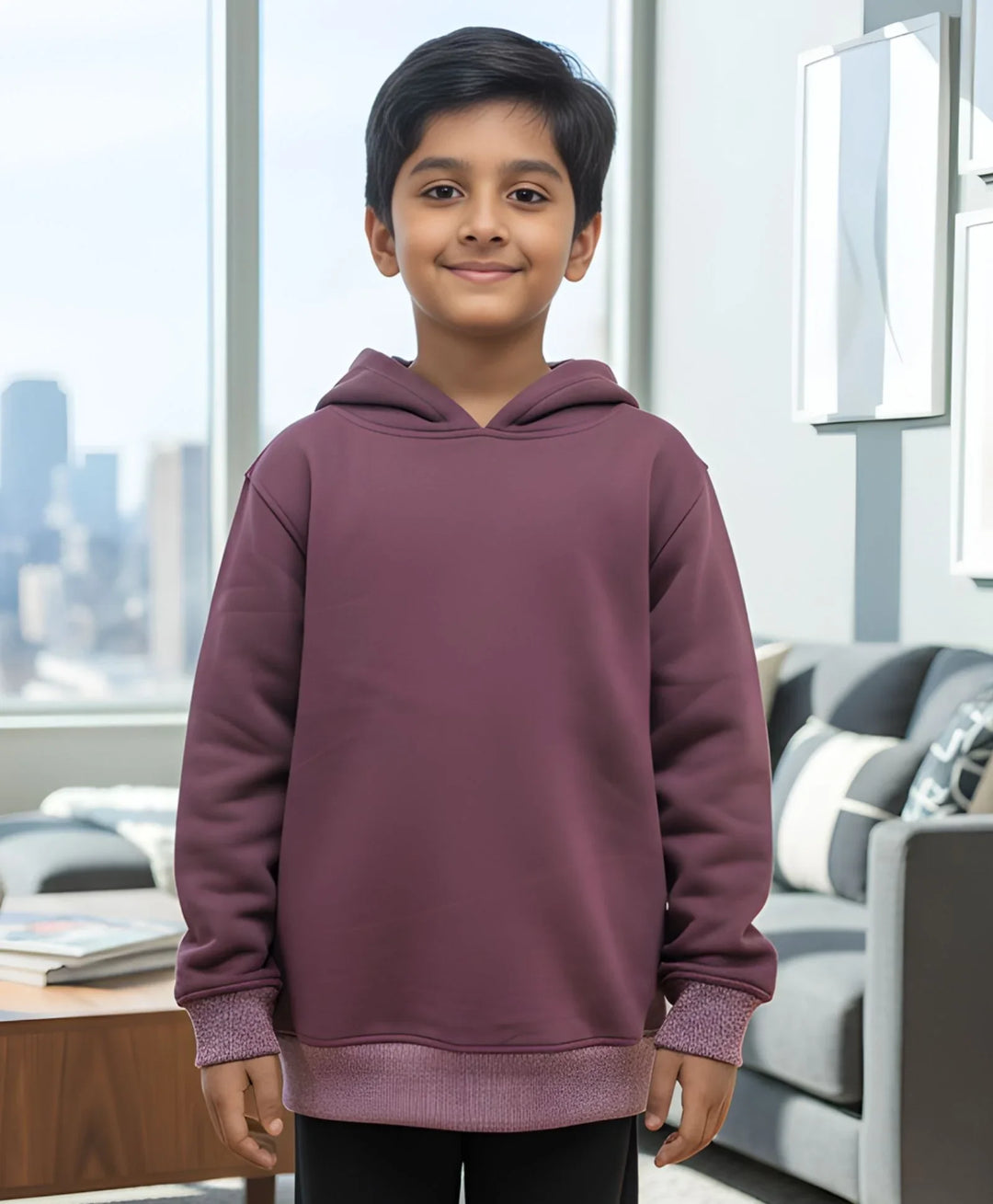 PURPLE BASIC FLEECE HOODIE - PURPLE