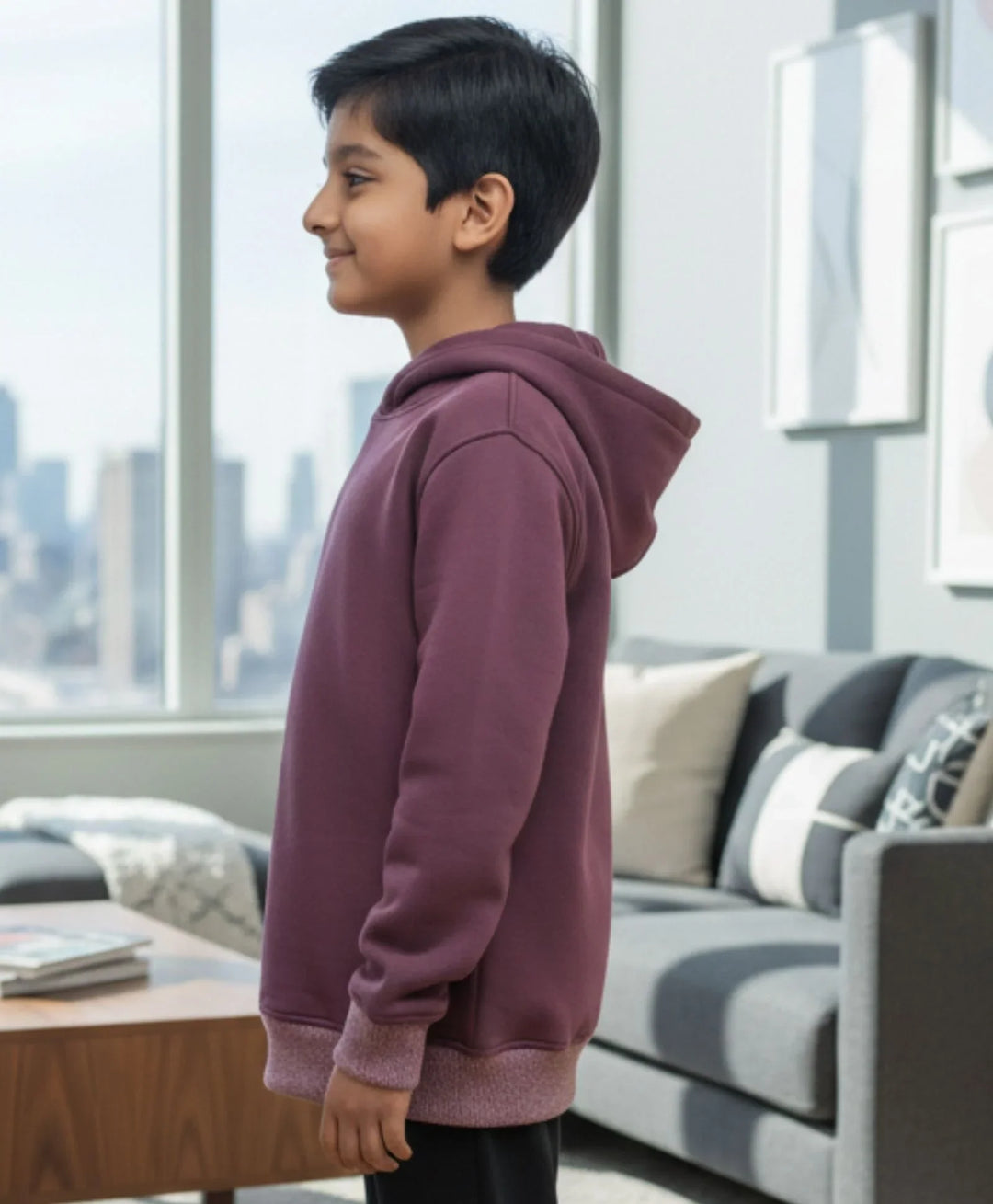 PURPLE BASIC FLEECE HOODIE - PURPLE
