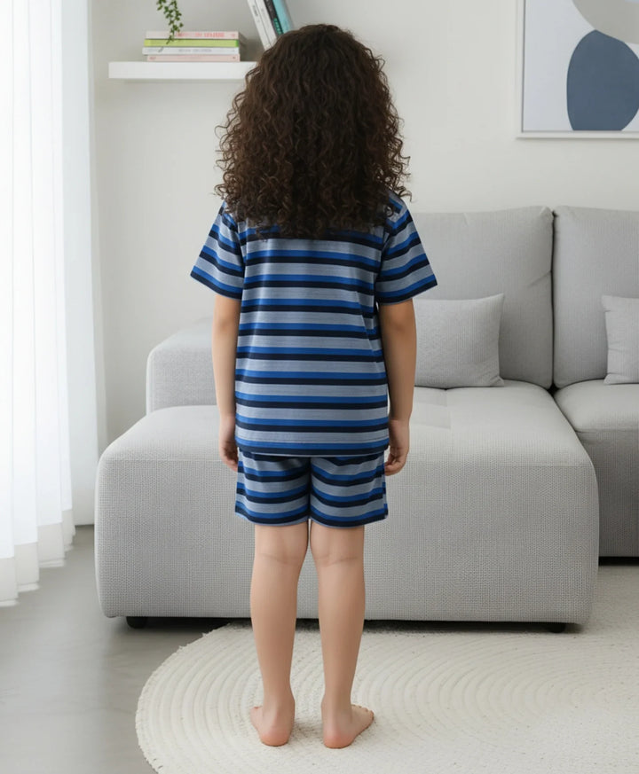 Royal Navy Girls Stripe Sleepwear Short Set - Royal/Navy