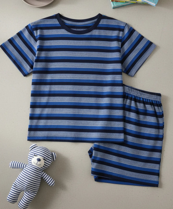 Royal Navy Girls Stripe Sleepwear Short Set - Royal/Navy