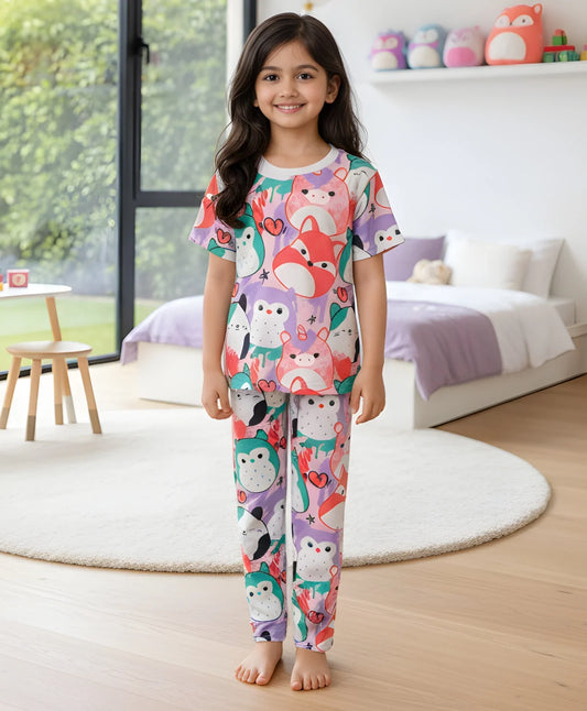 SQUISHY GIRLS SHORT SLEEVE PYJAMA SET - WHITE