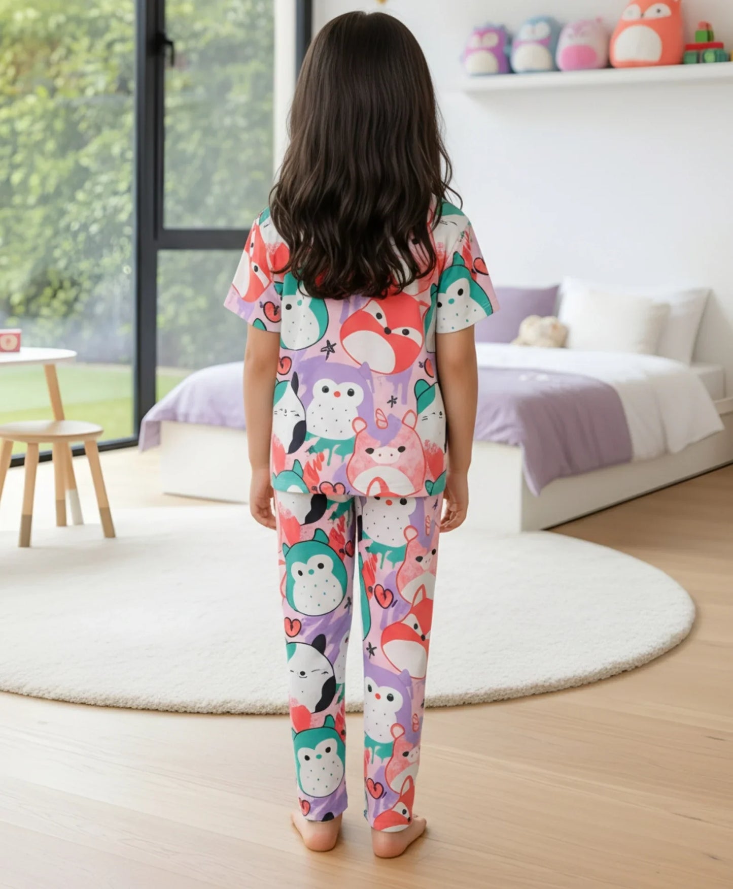 SQUISHY GIRLS SHORT SLEEVE PYJAMA SET - WHITE
