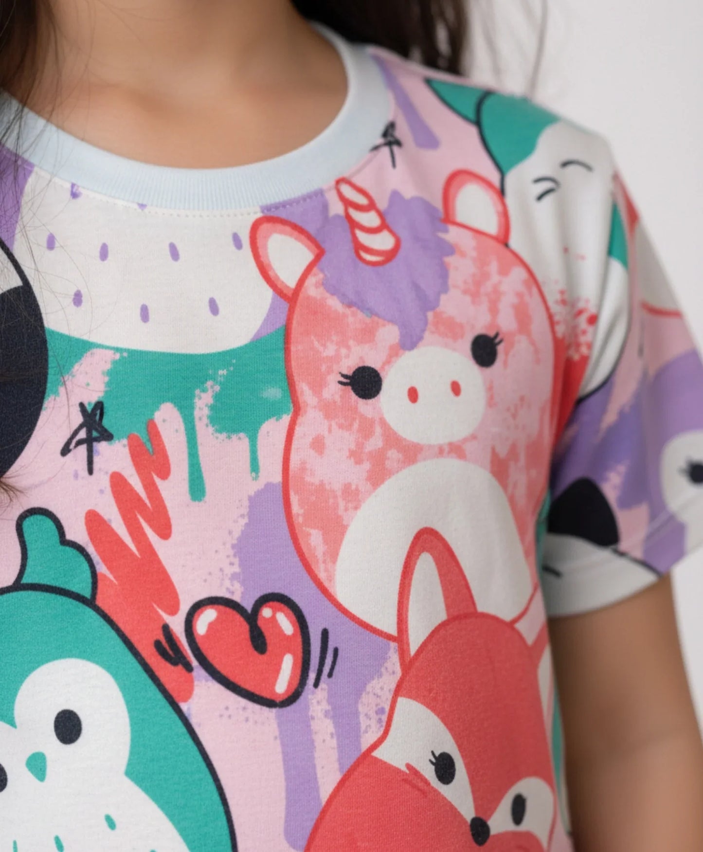 SQUISHY GIRLS SHORT SLEEVE PYJAMA SET - WHITE