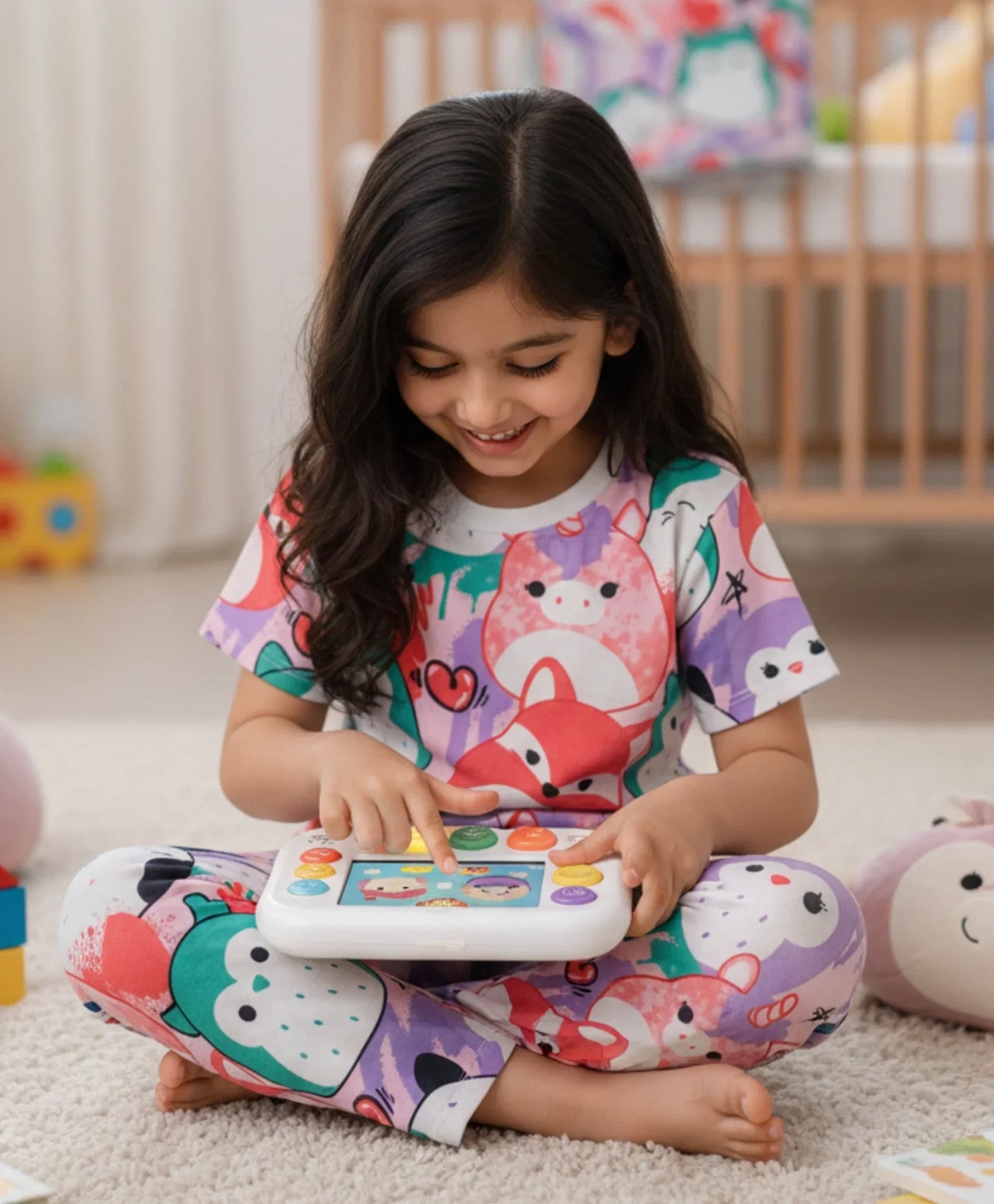 SQUISHY GIRLS SHORT SLEEVE PYJAMA SET - WHITE
