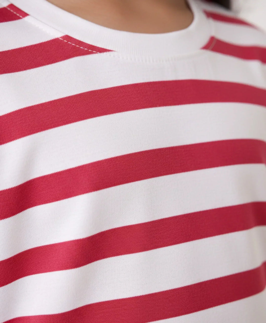 Red White Stripe Short Girls Sleeve Pyjama Set - Red/White