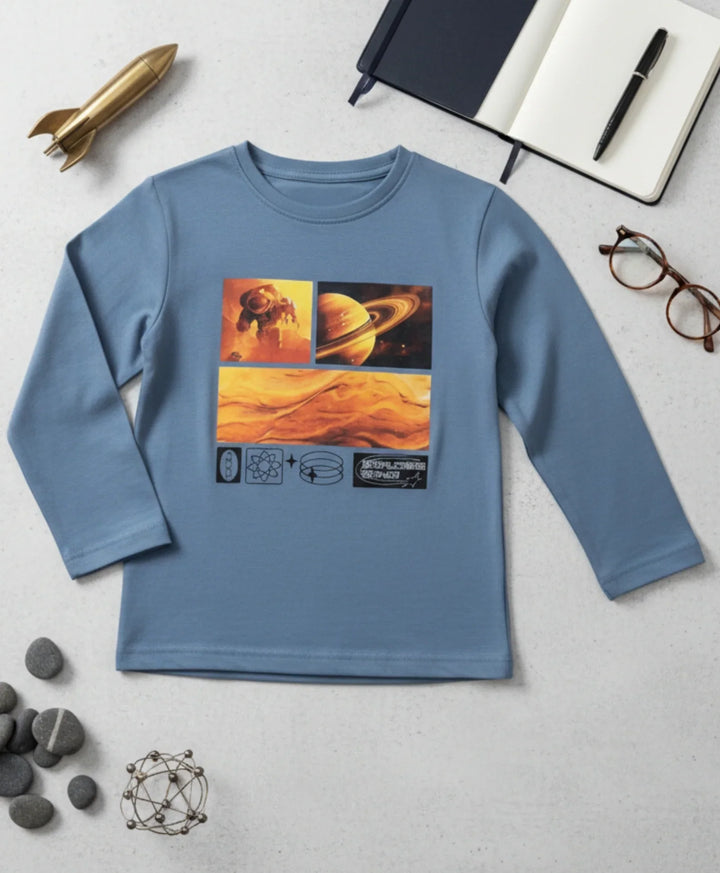 Explore Space Blue Long Sleeve T-Shirt - Blue