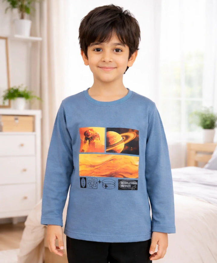 Explore Space Blue Long Sleeve T-Shirt - Blue