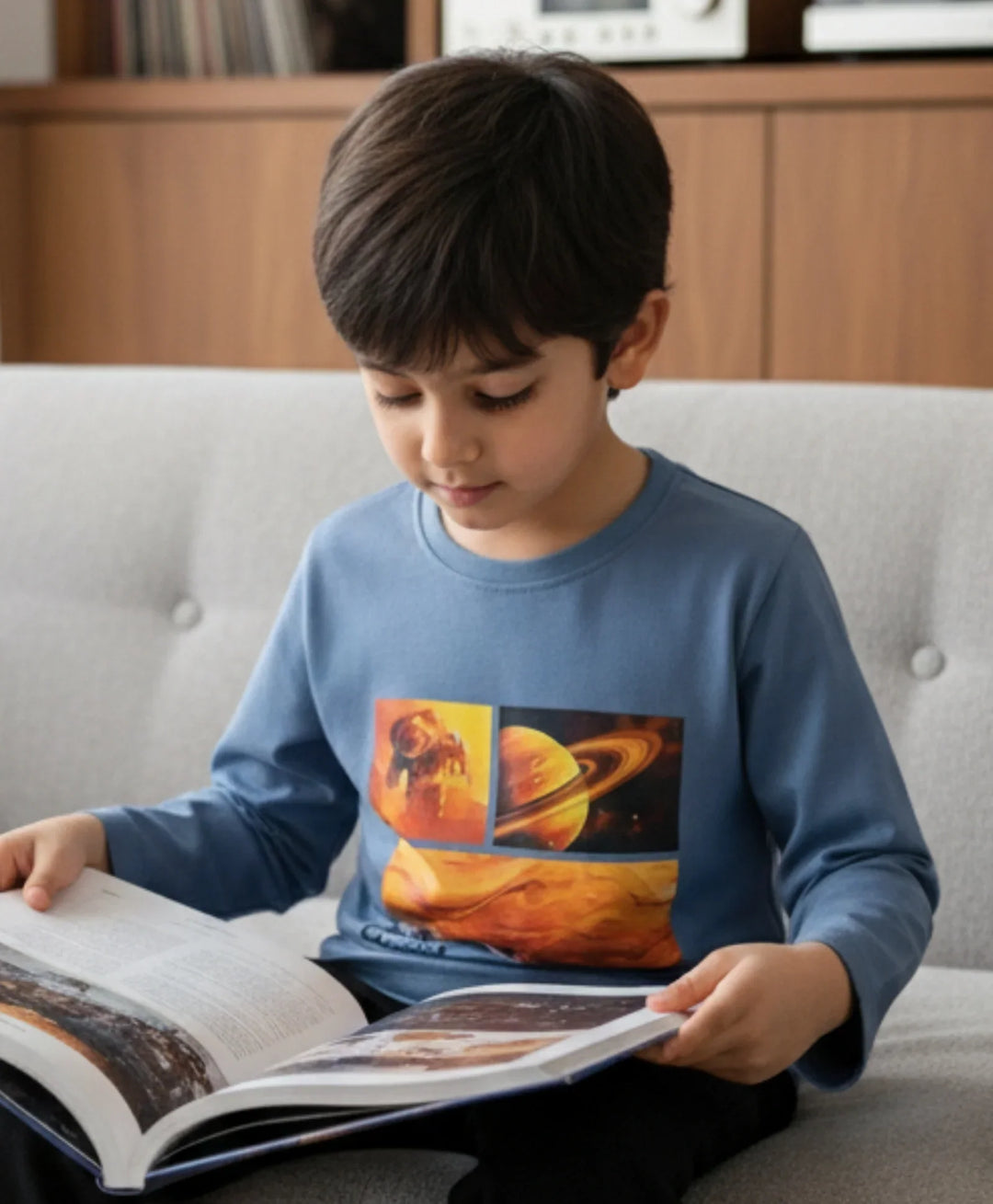 Explore Space Blue Long Sleeve T-Shirt - Blue