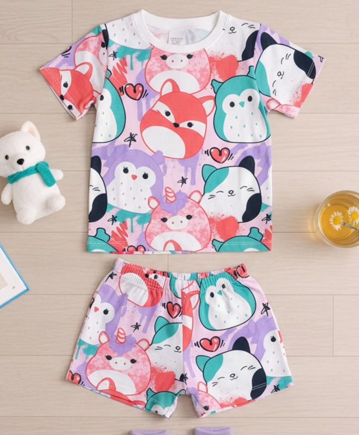 SQUISHY GIRLS SLEEPWEAR SHORT SET - WHITE - Anthrilo 