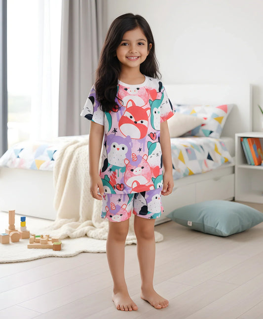 SQUISHY GIRLS SLEEPWEAR SHORT SET - WHITE - Anthrilo 