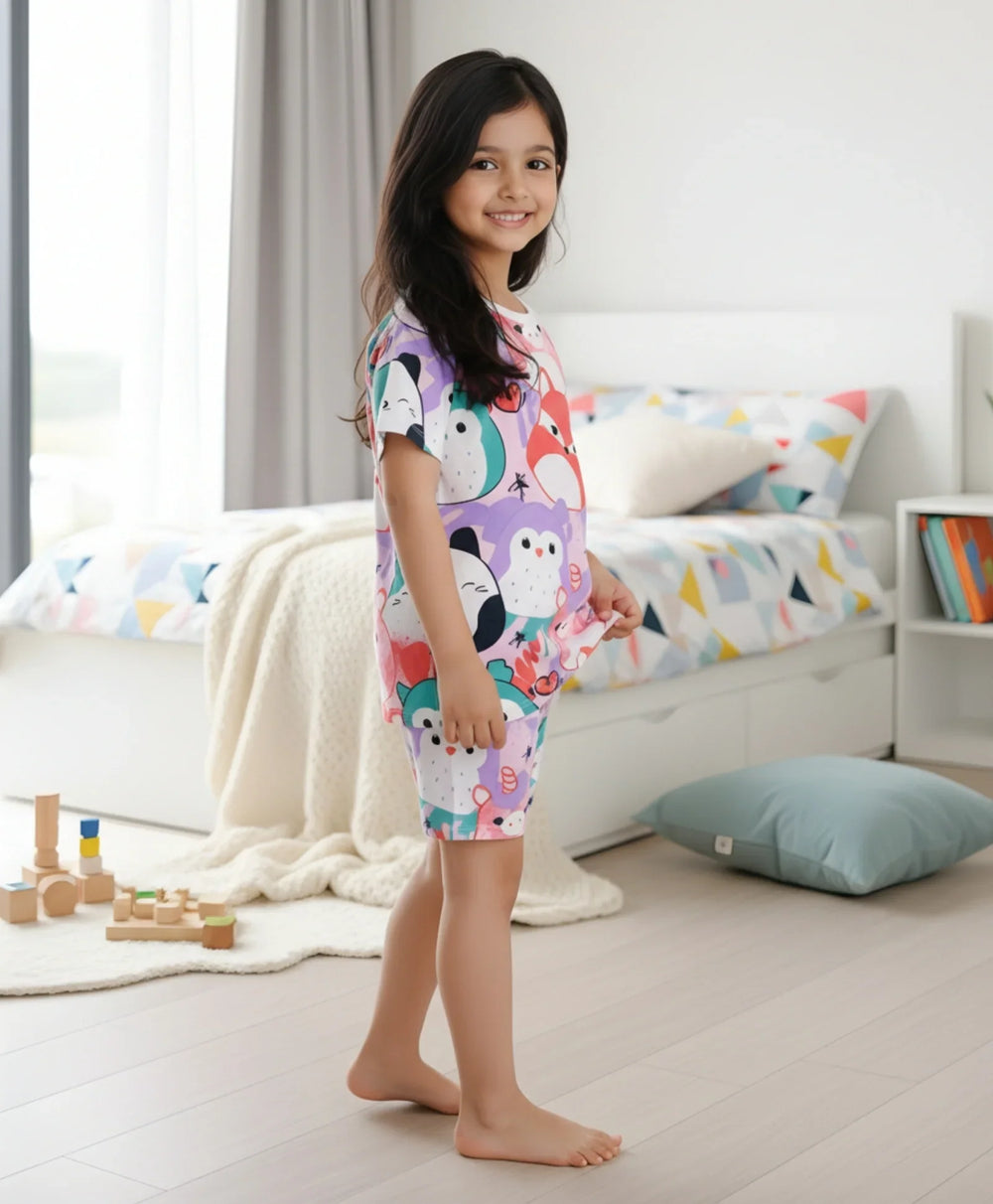 SQUISHY GIRLS SLEEPWEAR SHORT SET - WHITE - Anthrilo 