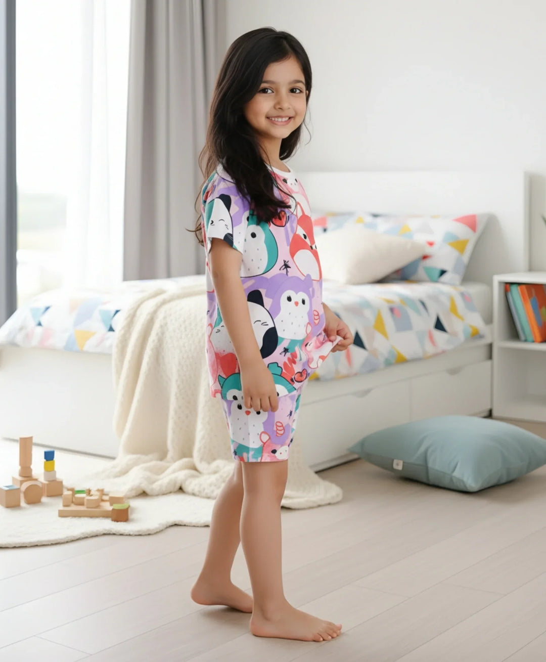 SQUISHY GIRLS SLEEPWEAR SHORT SET - WHITE - Anthrilo 