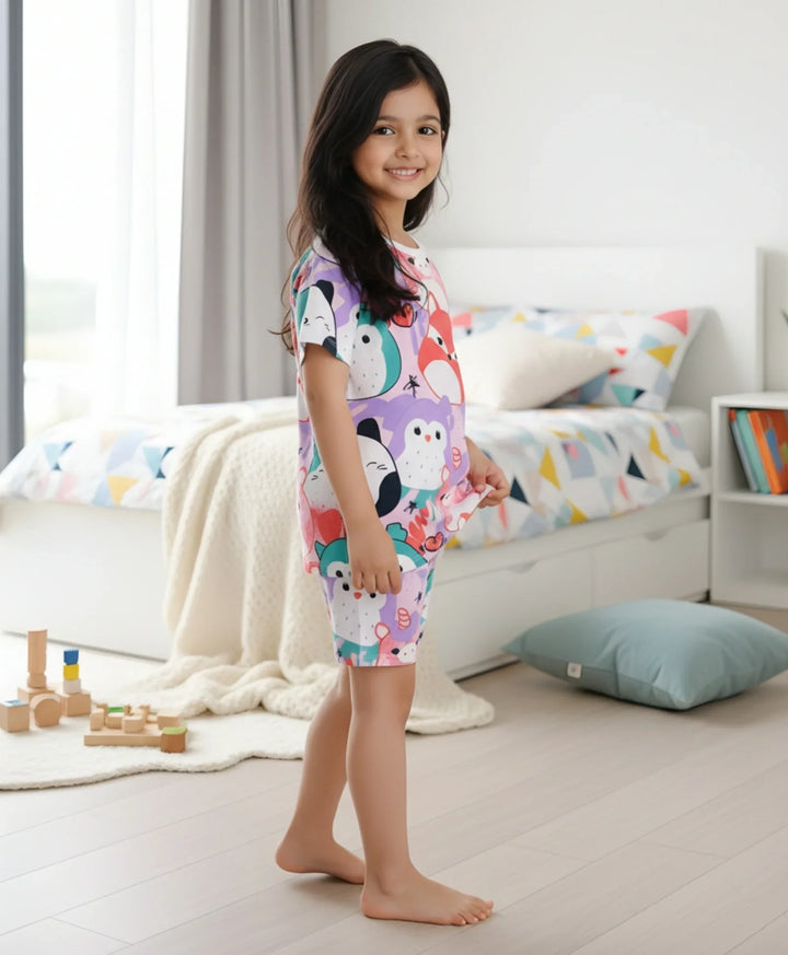 SQUISHY GIRLS SLEEPWEAR SHORT SET - WHITE - Anthrilo 