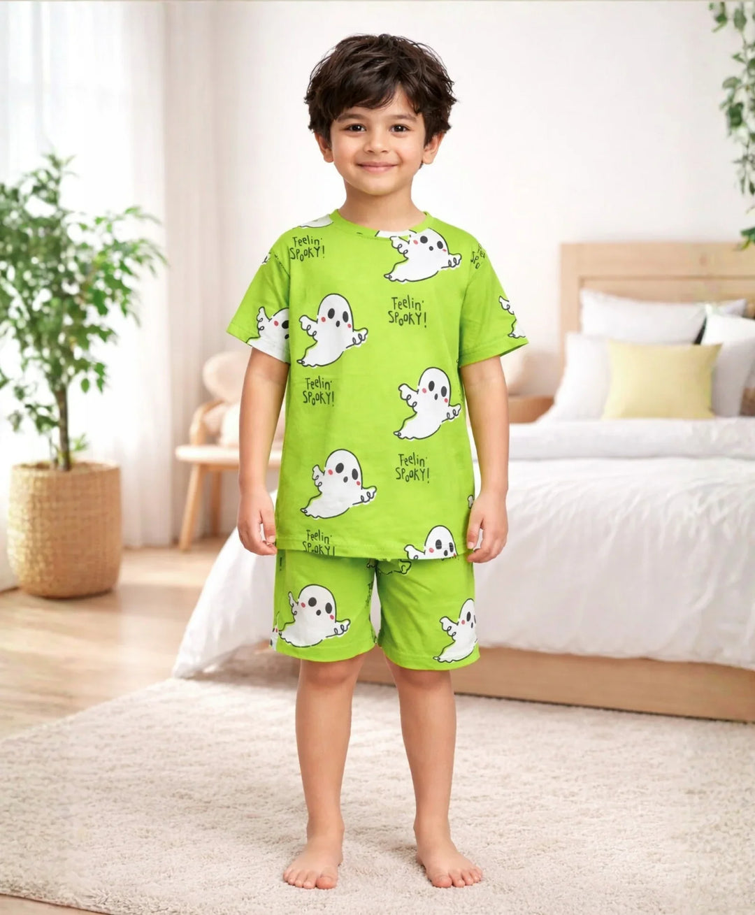SPOOKY BOYS SLEEPWEAR SHORT SET - GREEN - Anthrilo 