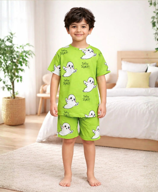 SPOOKY BOYS SLEEPWEAR SHORT SET - GREEN - Anthrilo 