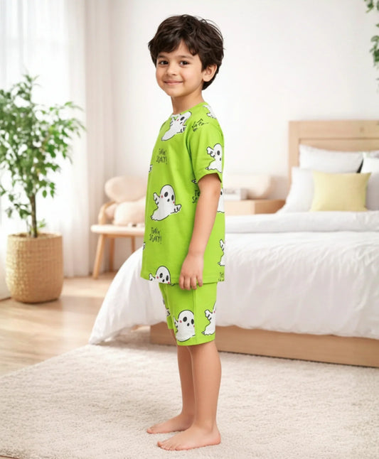 SPOOKY BOYS SLEEPWEAR SHORT SET - GREEN - Anthrilo 