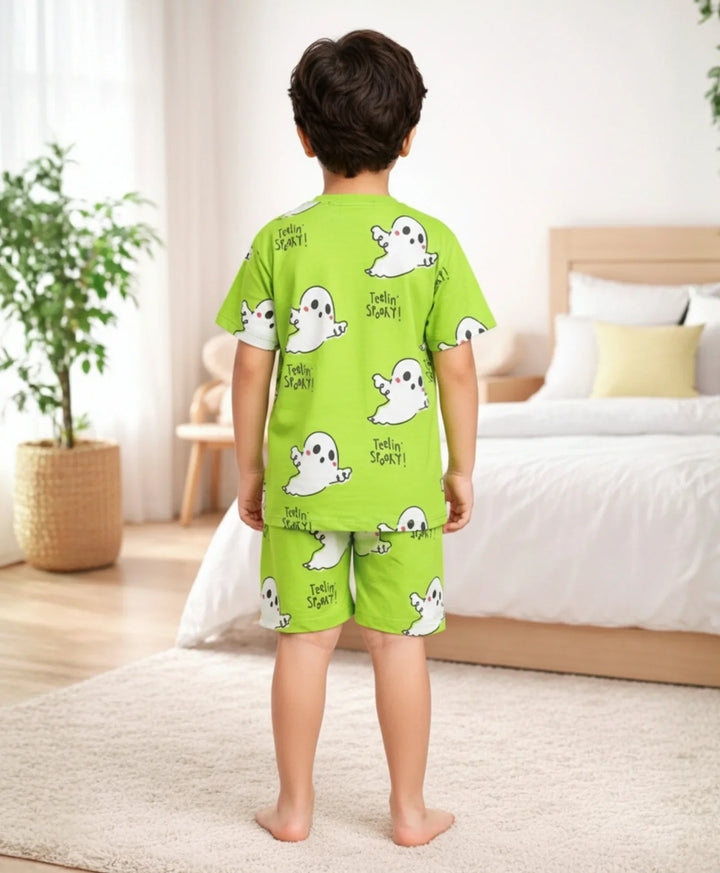 SPOOKY BOYS SLEEPWEAR SHORT SET - GREEN - Anthrilo 