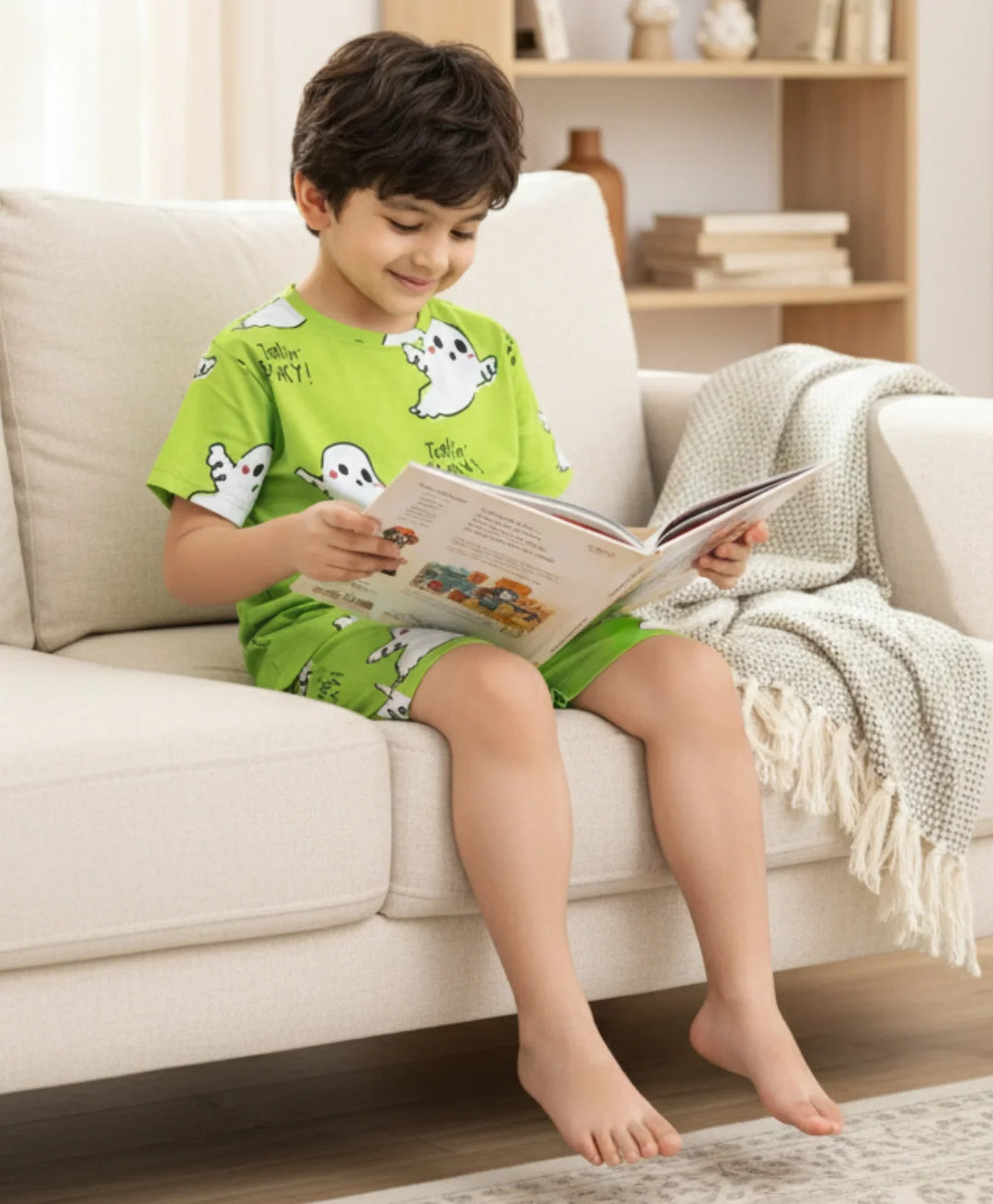 SPOOKY BOYS SLEEPWEAR SHORT SET - GREEN - Anthrilo 