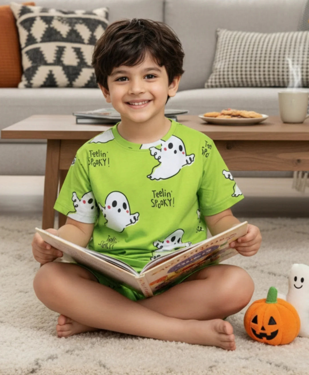 SPOOKY BOYS SLEEPWEAR SHORT SET - GREEN - Anthrilo 