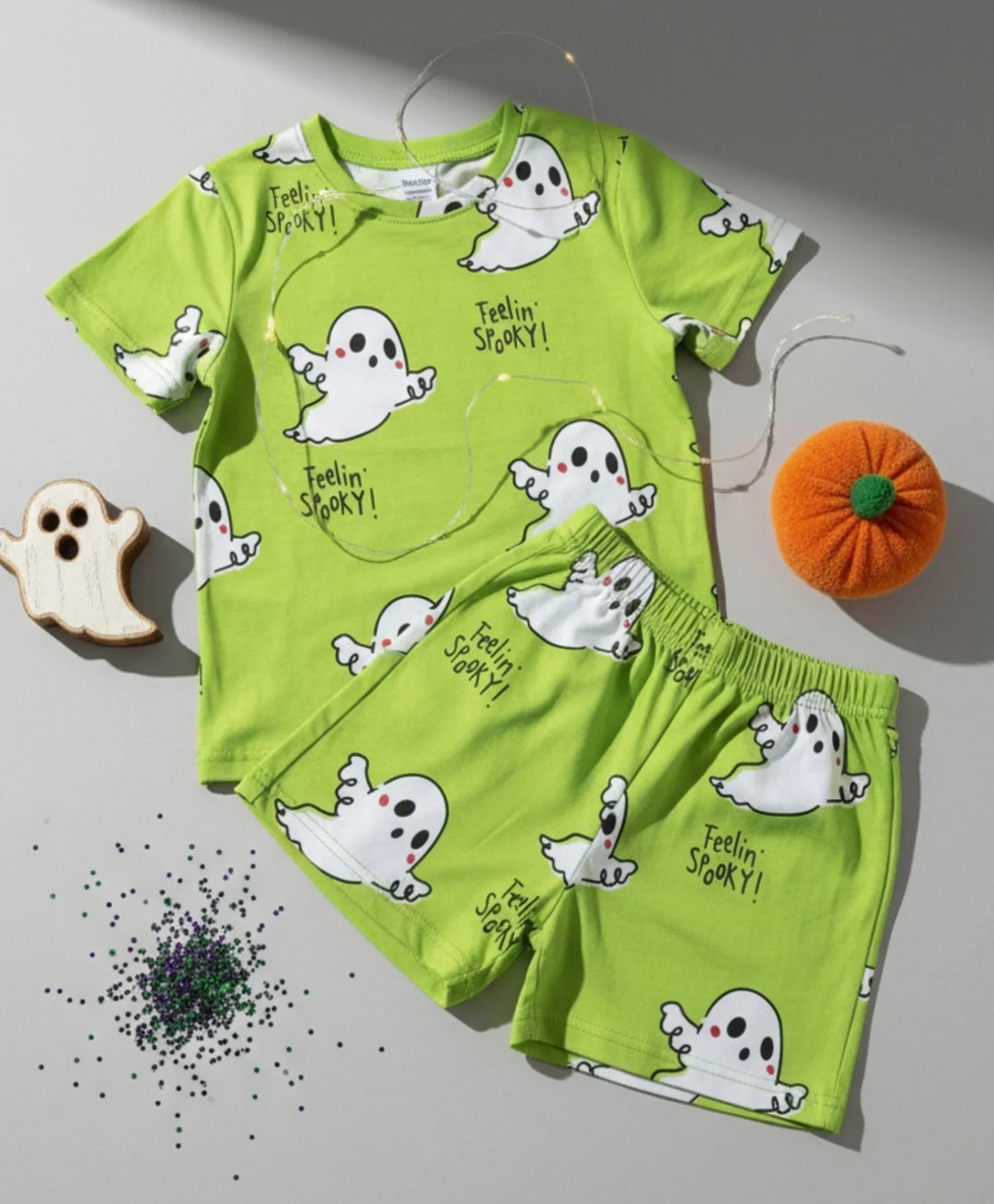 SPOOKY BOYS SLEEPWEAR SHORT SET - GREEN - Anthrilo 