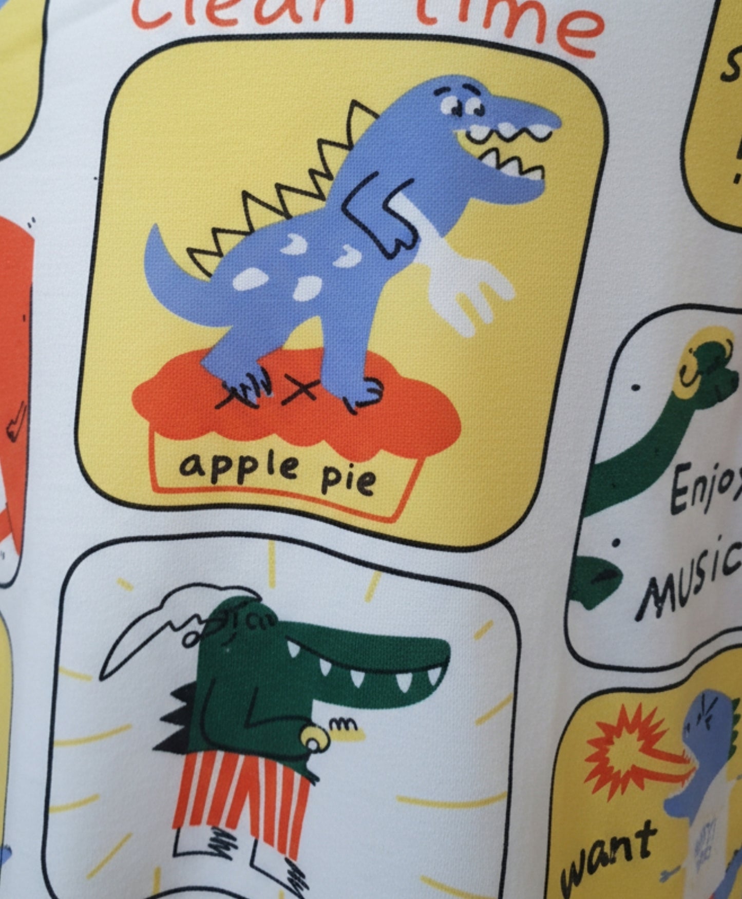 DINOSAUR STAMP GIRLS SLEEPWEAR SHORT SET - WHITE