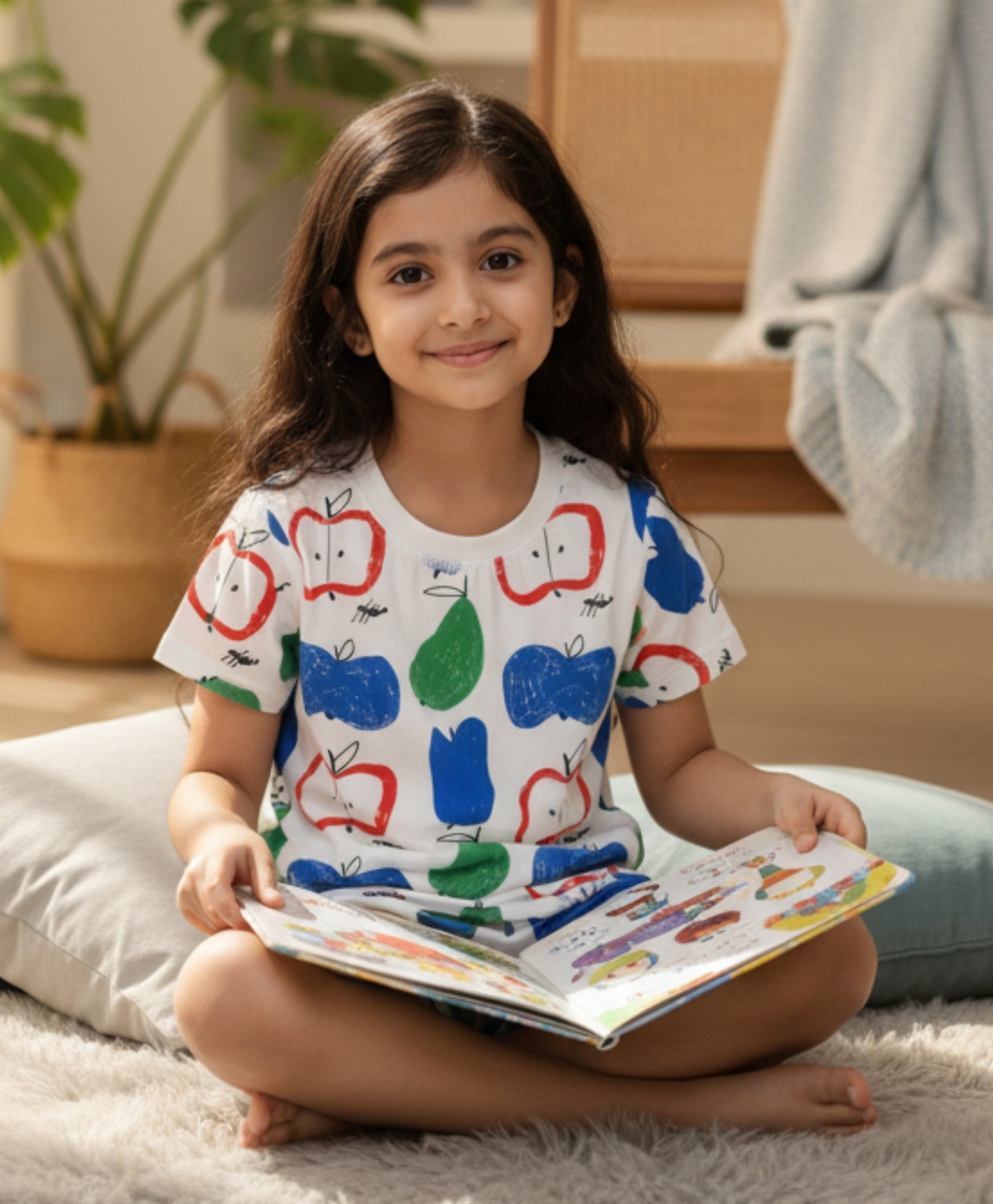 APPLE PEAR GIRLS SLEEPWEAR SHORT SET - WHITE