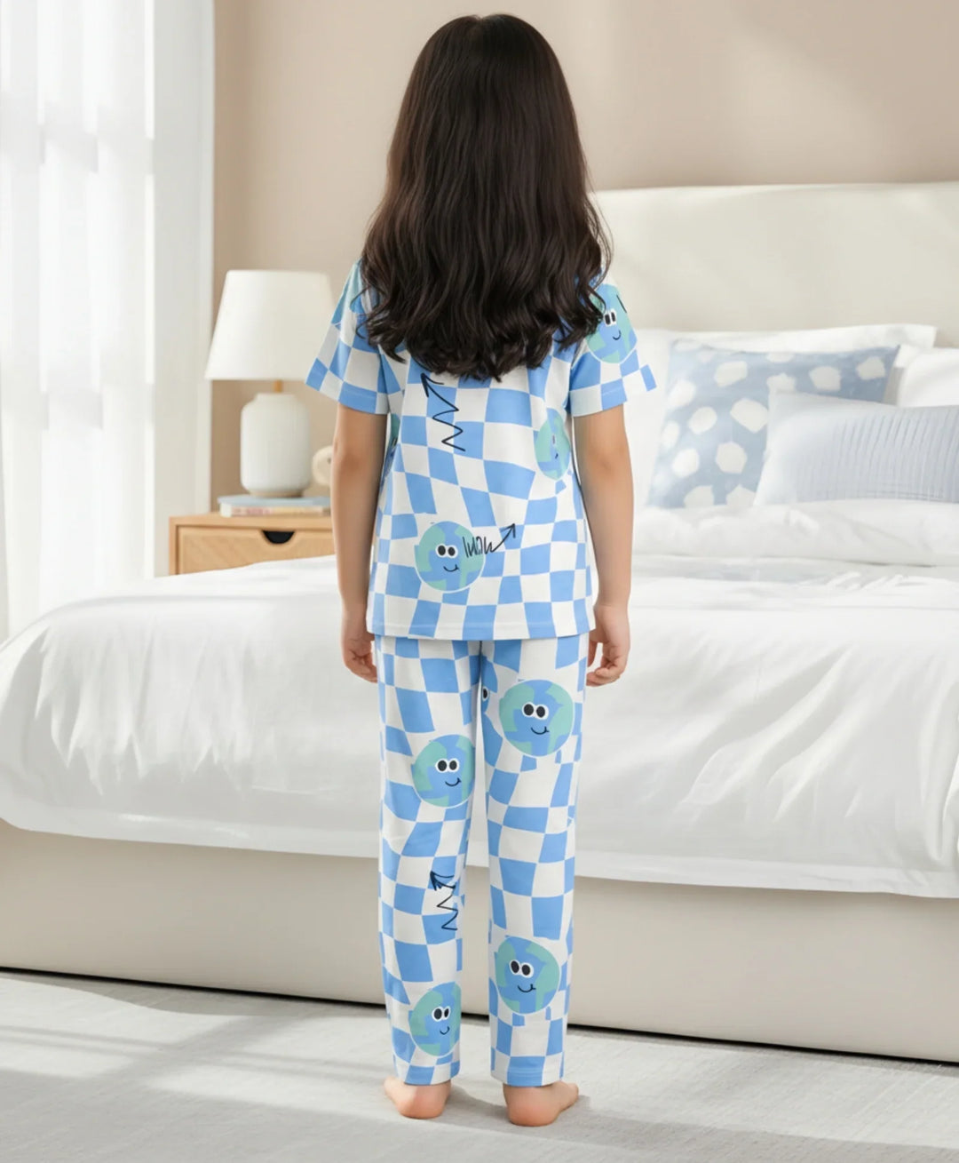 Globe Check Short Sleeve Pyjama Set - White